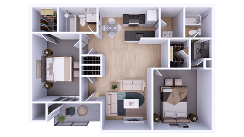 Floor plan for 2 beds, 2 baths, 920 sqft